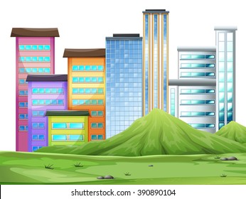 Buildings in the town illustration