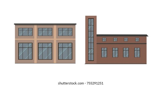  Buildings Types Flat vector Illustration
