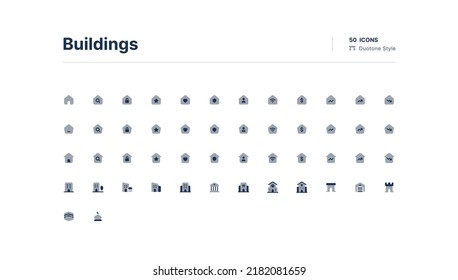 Buildings UI Icons Pack Duotone Style