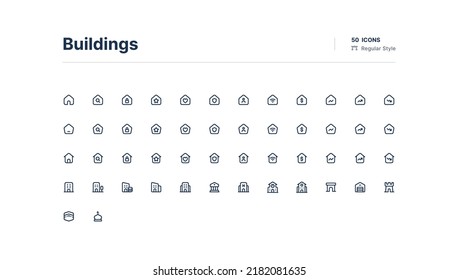 Buildings UI Icons Pack Line Style