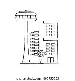 buildings urban business or residence and tree nature