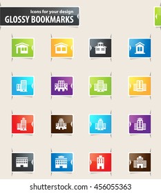 Buildings vector glossy bookmarks for your design