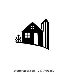 Buildings vector icon. city silhouette. vector illustration in flat design,
skyscraper illustration sign. hotel symbol. 
