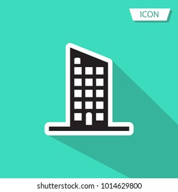 buildings vector icon isolated, real estate symbol. Modern on green background.