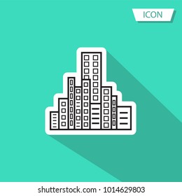 buildings vector icon isolated, real estate symbol. Modern on green background.