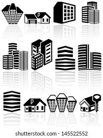Buildings vector icons set. EPS 10.