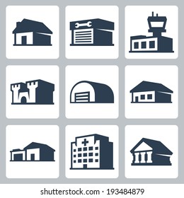 Buildings vector icons set, isometric style #3