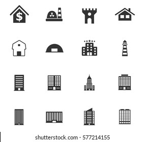 buildings vector icons for user interface design