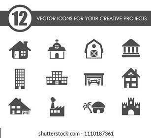 buildings vector icons for your creative ideas