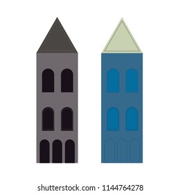 Buildings vector illustration. Flat style city buildings