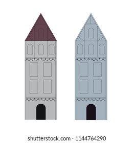 Buildings vector illustration. Flat style city buildings