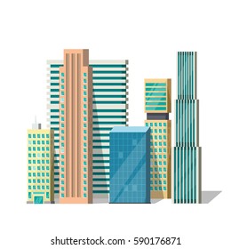 Buildings Isolated Vector Skyscraper Building Facade Stock Vector ...