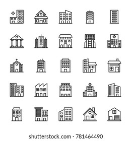 Buildings Vector Line Icons 2