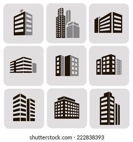 Gebäude Vektor Web-Aufkleber-Icons Set