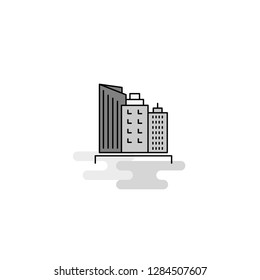 Buildings  Web Icon. Flat Line Filled Gray Icon Vector