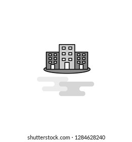 Buildings Web Icon. Flat Line Filled Gray Icon Vector