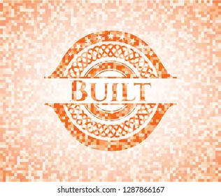 Built abstract orange mosaic emblem