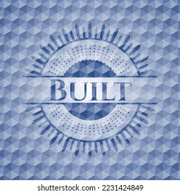 Insignia hexagonal azul construida. Ilustración vectorial. Detallado. 