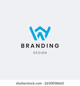 Construido con líneas limpias del logotipo de la letra W y Formas fuertes