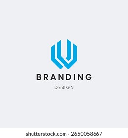 Construido con líneas limpias del logotipo de la letra W y Formas fuertes