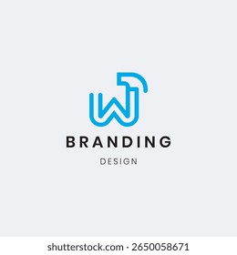 Construido con líneas limpias del logotipo de la letra W y Formas fuertes