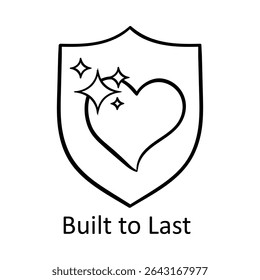 Built to Last – Shield and Heart Representing Resilience with Care hand drawn icon