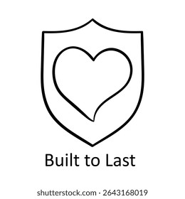 Built to Last – Shield and Heart Representing Resilience with Care hand drawn icon