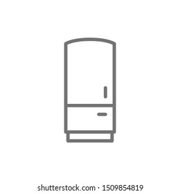 Built in refrigerator, retro fridge line icon.