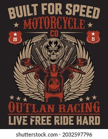 BUILT FOR SPEED MOTORCYCLE CO  T- SHIRT DESIGN FOR BIKERS