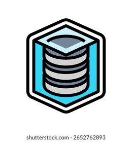 Icono de color de almacenamiento construido. Vector de almacenamiento construido. Ilustración de símbolo aislado
