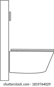 Built-in toilet, toilet bowl. Simple flat vector illustration.
