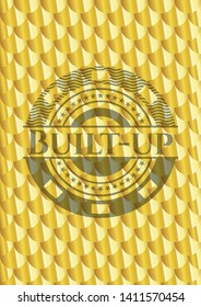 Built-up gold emblem. Scales pattern. Vector Illustration. Detailed.