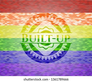 Built-up on mosaic background with the colors of the LGBT flag
