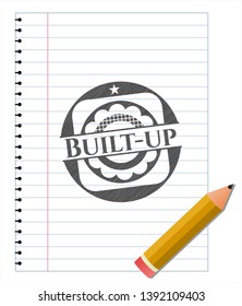 Built-up pencil emblem. Vector Illustration. Detailed.