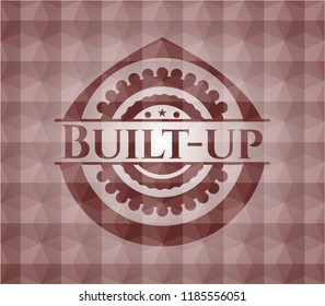 Built-up red seamless emblem with geometric background.