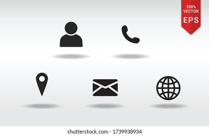 Buisness Cart Visit Card Contact Call Location Email Website Icon Set Vector