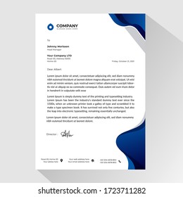 Buisness letterhead template with blue shapes