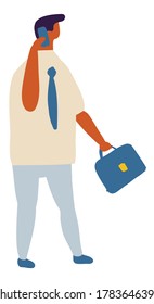 Hombre de negocios con vector de caracteres plano de teléfono móvil