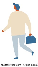 Buisness Man Walking Flat Character Flat Vector