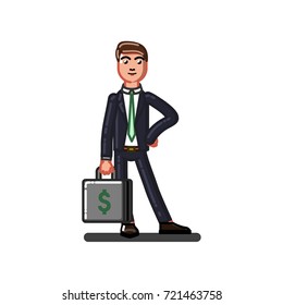Buisnessman with case feels good