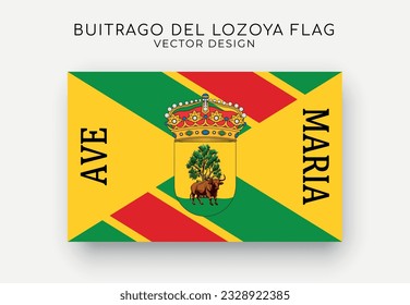 Buitrago del Lozoya flag. Detailed flag on white background. Vector illustration