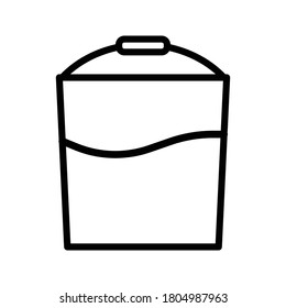 Bukcet Icon. Simple Black outline bucket vector icon on white background.