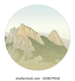 
Bukhansan National Park. Mountains of South Korea. Landscape in South Korea.