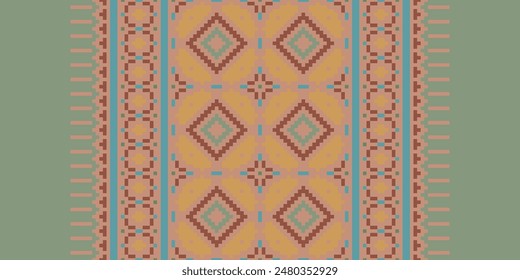 Patrón de Bukhara Patrón aborigen australiano sin costura Bordado de motivos, Pixel Ikat bordado Vector Diseño para imprimir vyshyvanka placemat quilt sarong sarong playa kurtis motivos indios