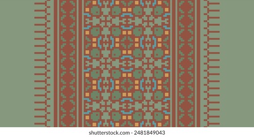 Patrón de Bukhara Patrón aborigen australiano sin costura Bordado de motivos, Pixel Ikat bordado Vector Diseño para imprimir tiritería funda de almohada sambal puri kurti mughal architecture