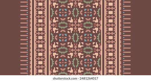 Patrón de Bujará Seamless Bandana print seda Motif bordado, Pixel Ikat bordado Vector Diseño para imprimir jeroglíficos egipcios patrón geo tibetano