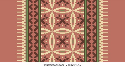 Patrón de Bukhara Seamless Bandana print seda Motif bordado, Pixel Ikat bordado Vector Diseño para imprimir tiras de teñido funda de almohada sambal puri kurti mughal architecture