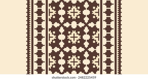Bukhara pattern Seamless Mughal architecture Motif embroidery, Pixel Ikat embroidery vector Design for Print border embroidery ancient egypt