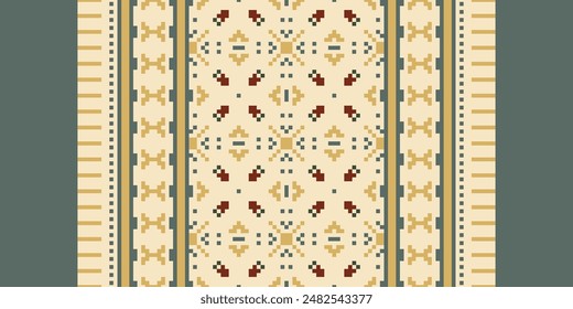 Patrón de Bujará Arquitectura mogol sin costuras Bordado de motivos, Pixel Ikat bordado Vector Diseño para imprimir corbata teñido funda de almohada sambal puri kurti mughal architecture