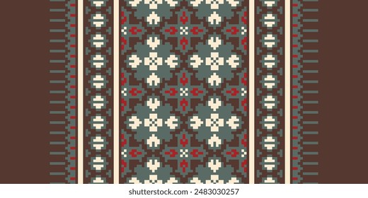 Bukhara pattern Seamless Mughal architecture Motif embroidery, Pixel Ikat embroidery vector Design for Print jacquard slavic pattern folklore pattern kente arabesque